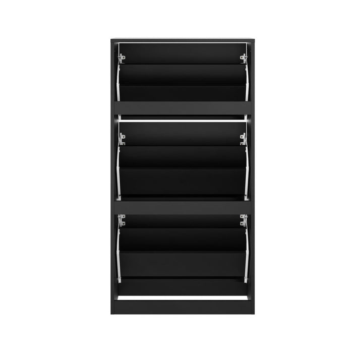 Amaro Noire Shoe Rack Cabinet | Modern Feature 30 Pair Shoe Storage Unit