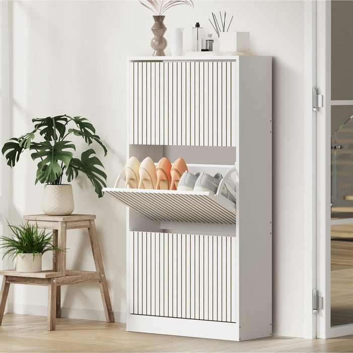 Amaro Noire Shoe Rack Cabinet | Modern Feature 30 Pair Shoe Storage Unit