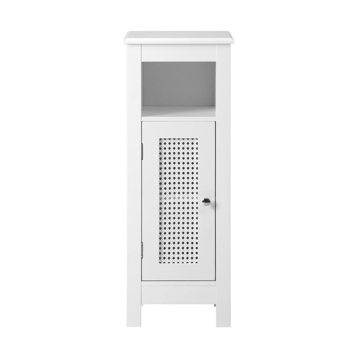 Amaro White Rattan Bathroom Cabinet Storage Unit | Multi Storage Laundry Cupboard