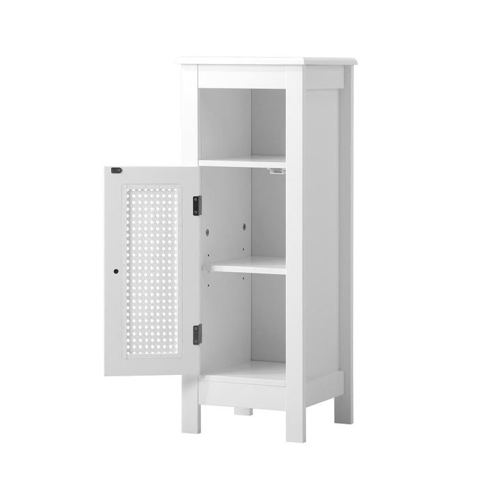 Amaro White Rattan Bathroom Cabinet Storage Unit | Multi Storage Laundry Cupboard