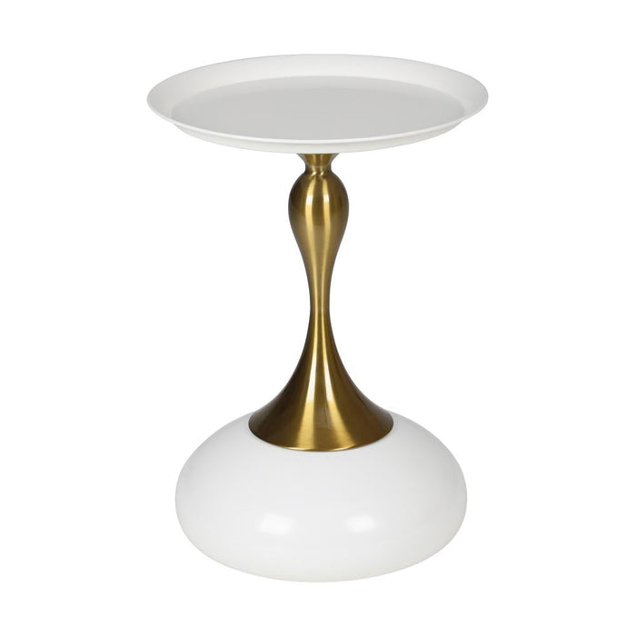 Stemio Designer Two Tone Metal Round Side Table | Verstaile Multi Use End Table Bedside Table