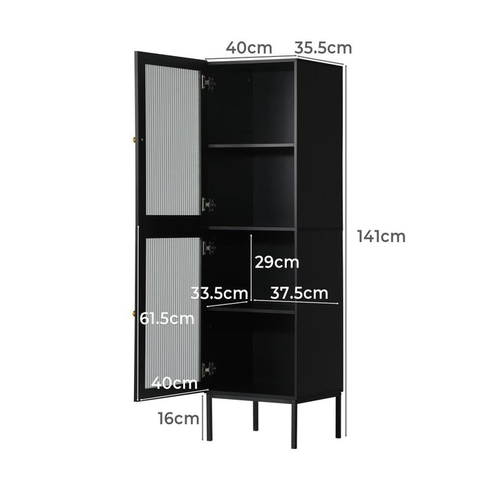 Amaro Nero Tempered Glass Bathroom Cabinet Storage Unit | Multi Storage Laundry or Bathroom Cupboard