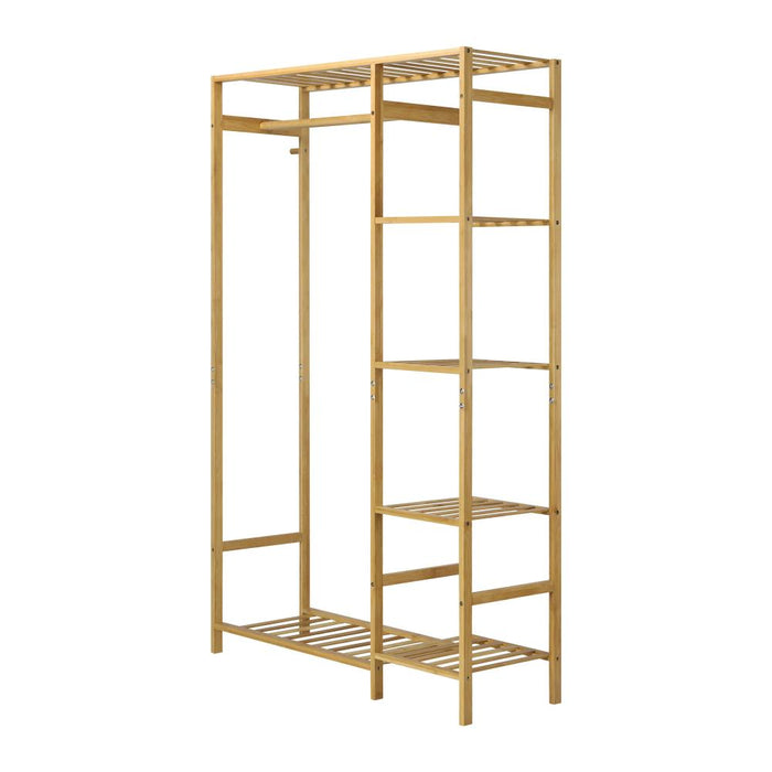 Bamboo Portable Wardrobe Hanging Clothes Rack and Storage Organizer