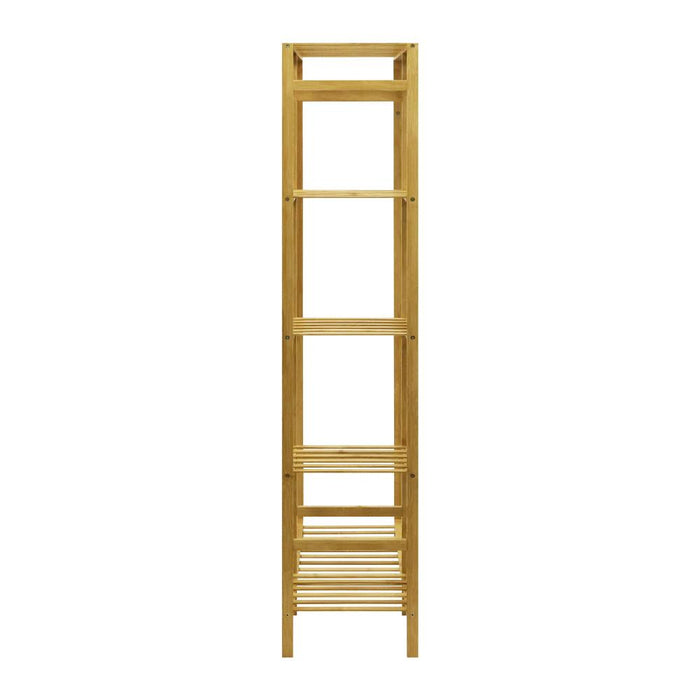 Bamboo Portable Wardrobe Hanging Clothes Rack and Storage Organizer