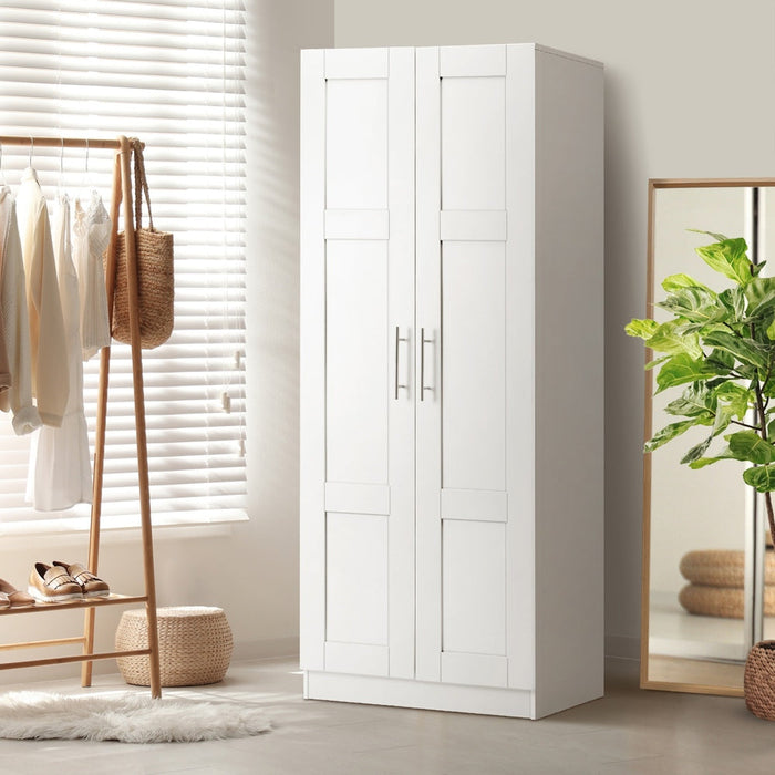 Sofia 2 Door White Modern Storage Wardrobe | Large Shelving Storage Cupboard Unit