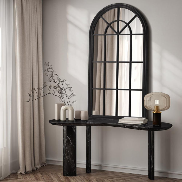 Nero X Arched Wall Mirror | Black Framed Window Style Wall Mounted Décor Mirror