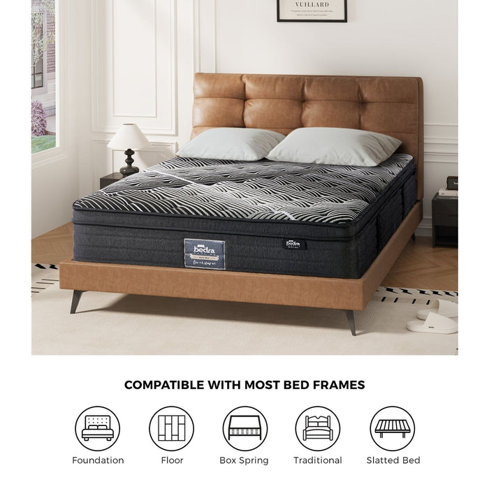 Dreameasy 9 Zone Bamboo Charcoal Infused Premium 35cm Mattress | 8 Layer Pocket Spring Support Ultimate Comfort Eco Mattress