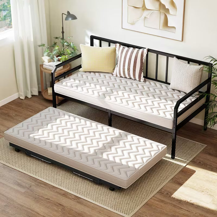 Areno  3in 1 Sofa Bed Frame | Space-saving Single Size Metal Daybed with Pop-up Trundle