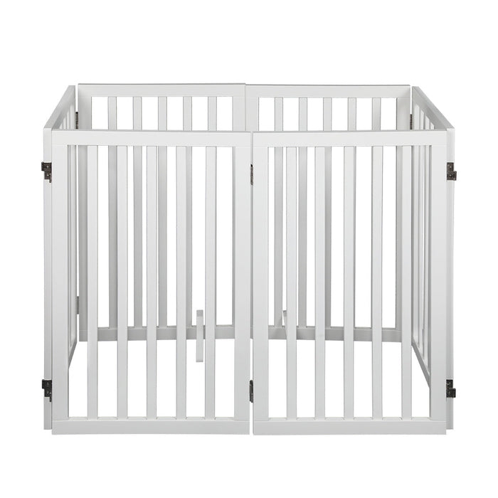 Extra Tall 80cm High White Wooden Pet Gate | Foldable Stable Dog Fence Safety Stairs Gate