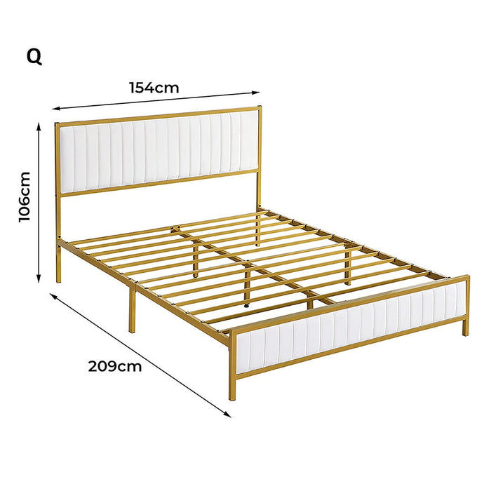 Royale Iris Metal Padded Modern Bed | High Quality Modern Slimline Bed Frame