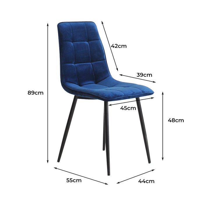 Set of Four Milano Premium Velvet Fabric Dining Chairs | Plush Velvet Padded Dining Chairs