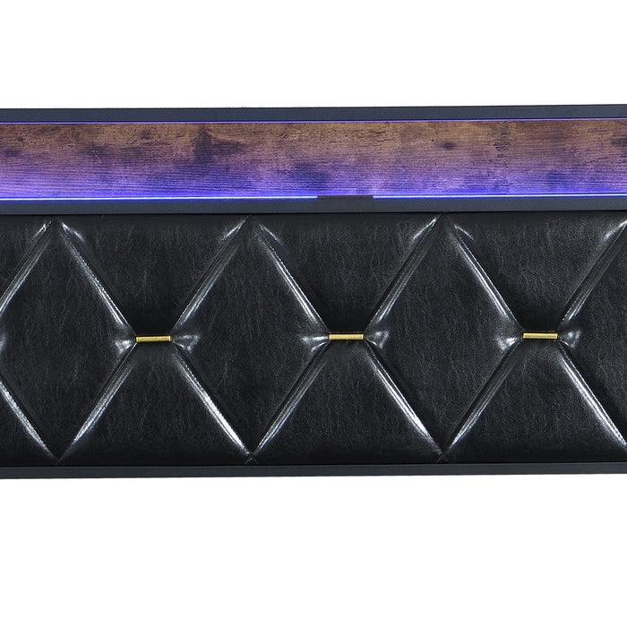 Capri LED Black PU Leather Storage Bed with USB | Multi Functional Storage LED Lights Bed Frame