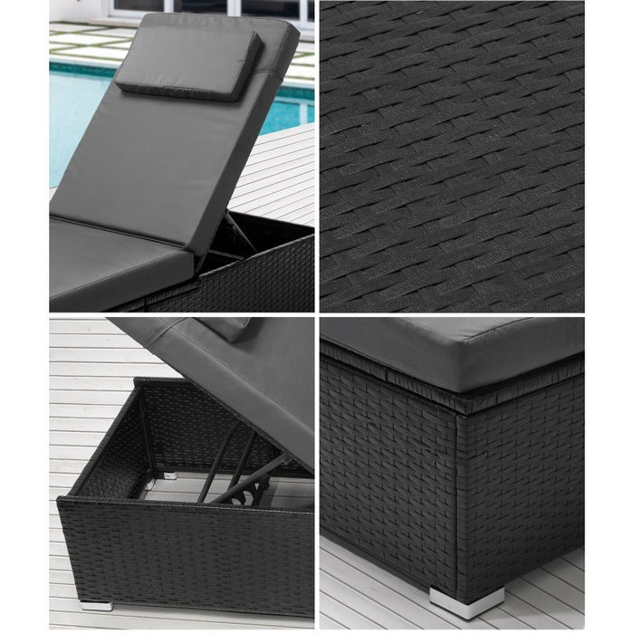 Milan High Quality Rattan Sun Lounger Day Bed | Adjustable Wicker Patio Pool Lounger