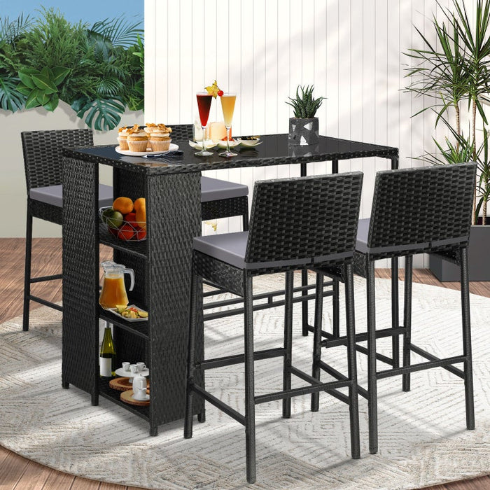 Palermo Outdoor Rattan Wicker Bar Setting  | Weather Resistant Rattan Bar Table Chairs