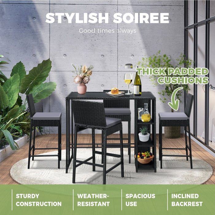Palermo Outdoor Rattan Wicker Bar Setting  | Weather Resistant Rattan Bar Table Chairs