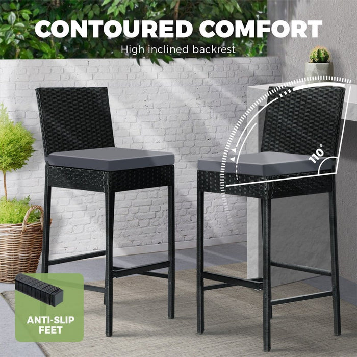 Palermo Outdoor Rattan Wicker Bar Setting  | Weather Resistant Rattan Bar Table Chairs