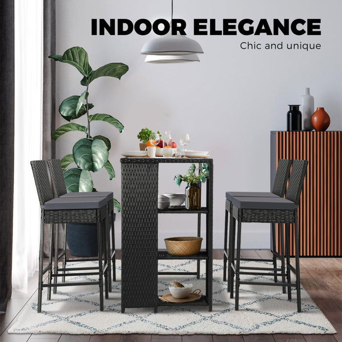 Palermo Outdoor Rattan Wicker Bar Setting  | Weather Resistant Rattan Bar Table Chairs