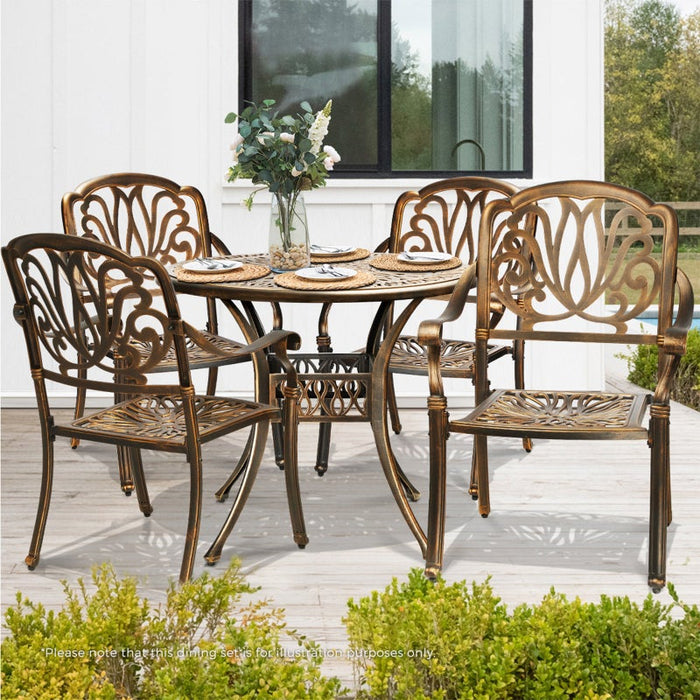 Astano High Quality Vintage Cast Aluminium Outdoor Patio Set | Durable Heavy Metal Outdoor Table Chair Set