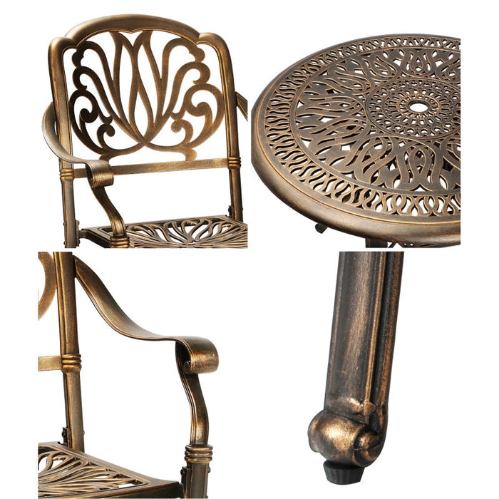 Astano High Quality Vintage Cast Aluminium Outdoor Patio Set | Durable Heavy Metal Outdoor Table Chair Set