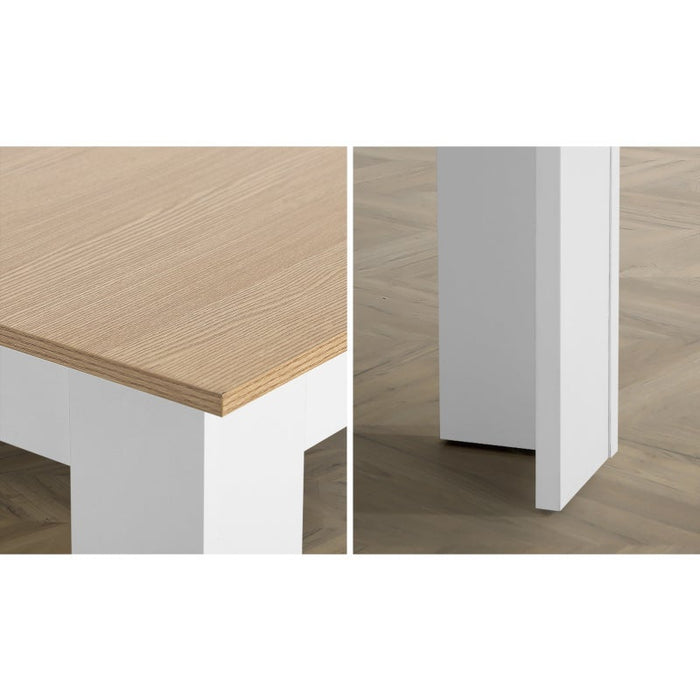 Bianco Nuvo Extendable Dining Table and Chairs Set | Wood and White Modern Kitchen Table and Chairs Package