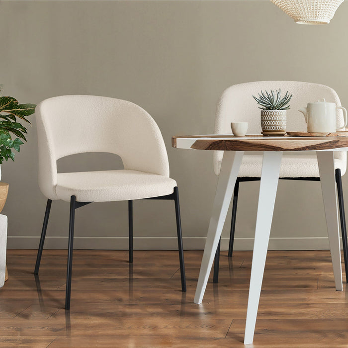 Set of Two Teddy Millie Boucle Fabric Dining Chairs | Premium Boucle or Fabric Dining Chair Set