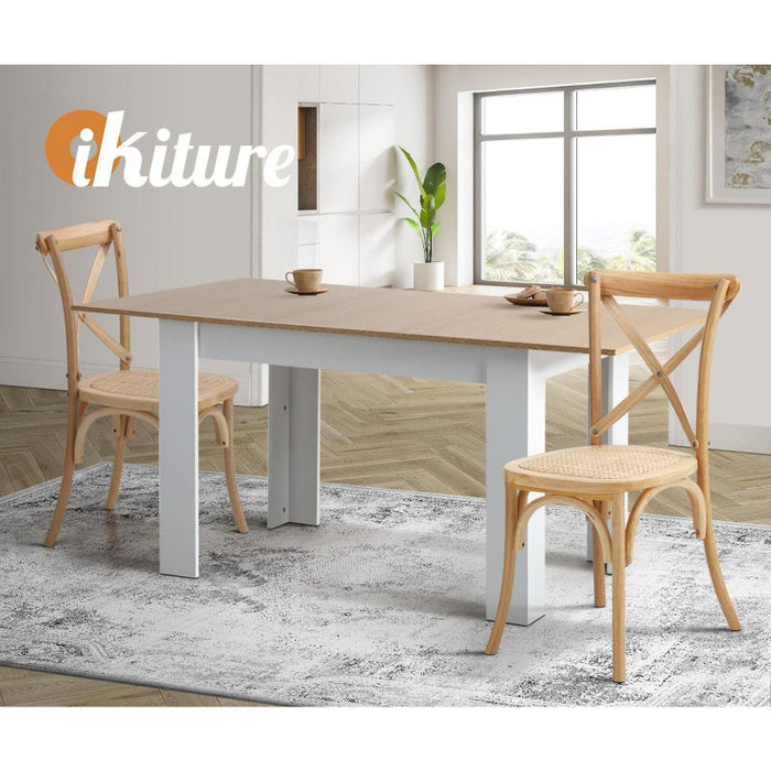 Set of Two Aris Vintage Wooden Rattan Crossback Dining Chairs | Stylish Retro Wooden Kitchen Dining Chairs
