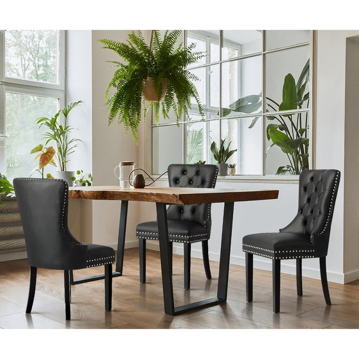 Set of Two Amelia Velet Soft Tufted Dining Chairs | French Provincial Plush Dining Chair Set