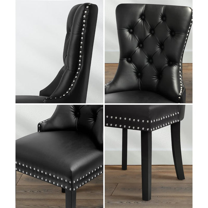 Set of Two Amelia Velet Soft Tufted Dining Chairs | French Provincial Plush Dining Chair Set