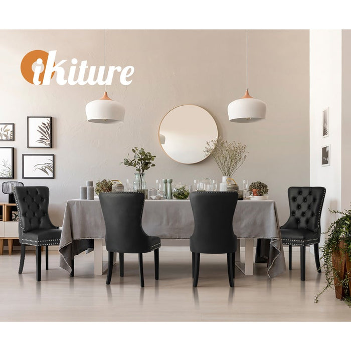Set of Two Amelia Velet Soft Tufted Dining Chairs | French Provincial Plush Dining Chair Set