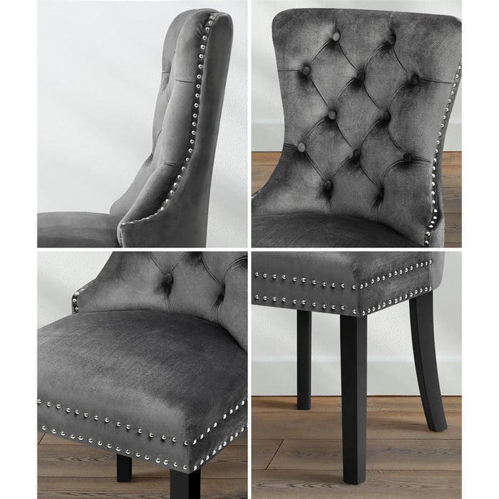 Set of Two Amelia Velet Soft Tufted Dining Chairs | French Provincial Plush Dining Chair Set