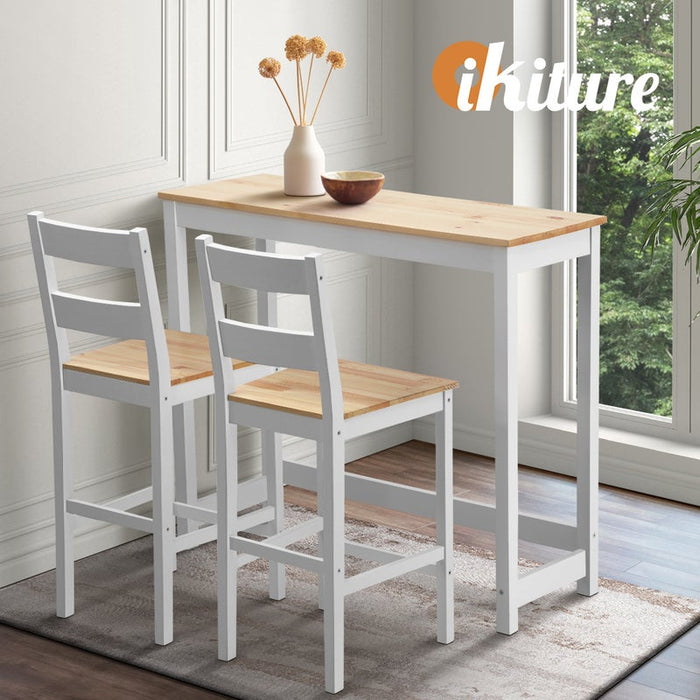 Emprezzo 3pc Kitchen Dining Barstool Set | Slimline 2 Barstools and Breakfast Table Set