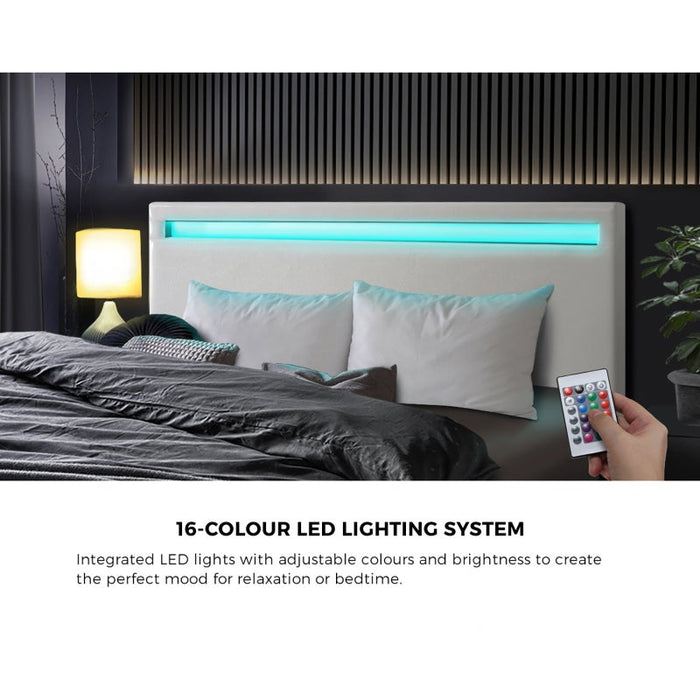 Premium Milano White PU Leather LED Gas Lift Storage Bed | Two In One White Bed Frame and Storage Combo