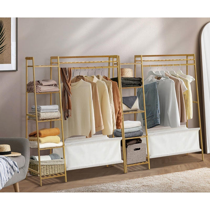 Piso Open Style Bamboo Wradrobe with Shelving and Laundry Bag