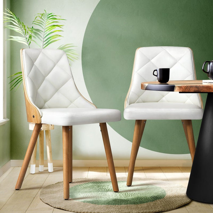 Set of 2 Gianni Deluxe Padded Dining Room Chairs | Wooden Back Padded Modern Dining Chairs