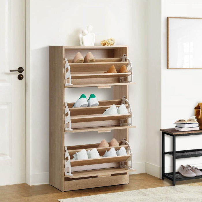 Abruzzi Genuine Rattan Shoe Storage Cabinet | Modern Elegant Wooden Shoe Rack Storage Organiser