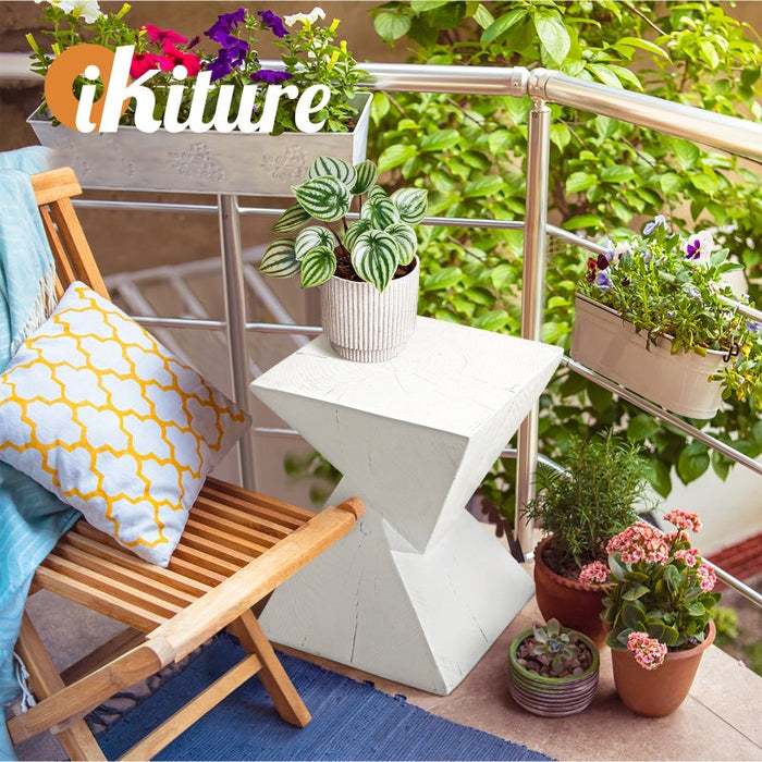 Terzzi Two In One Concrete Diamond Stool or Bedside Table | Indoor Outdoor Verstaile Modern Stands