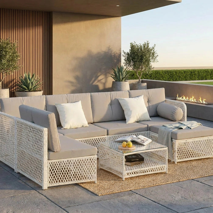 Palermo High Quality Wicker Outdoor Lounge Set | 4 or 6 Seater Modern Rattan Lounge Set with Table