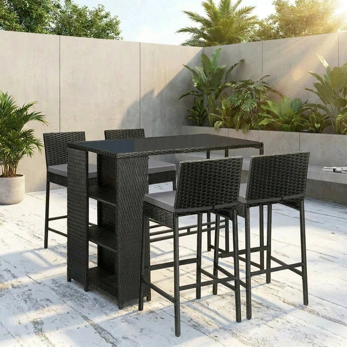 Palermo Outdoor Rattan Wicker Bar Setting  | Weather Resistant Rattan Bar Table Chairs