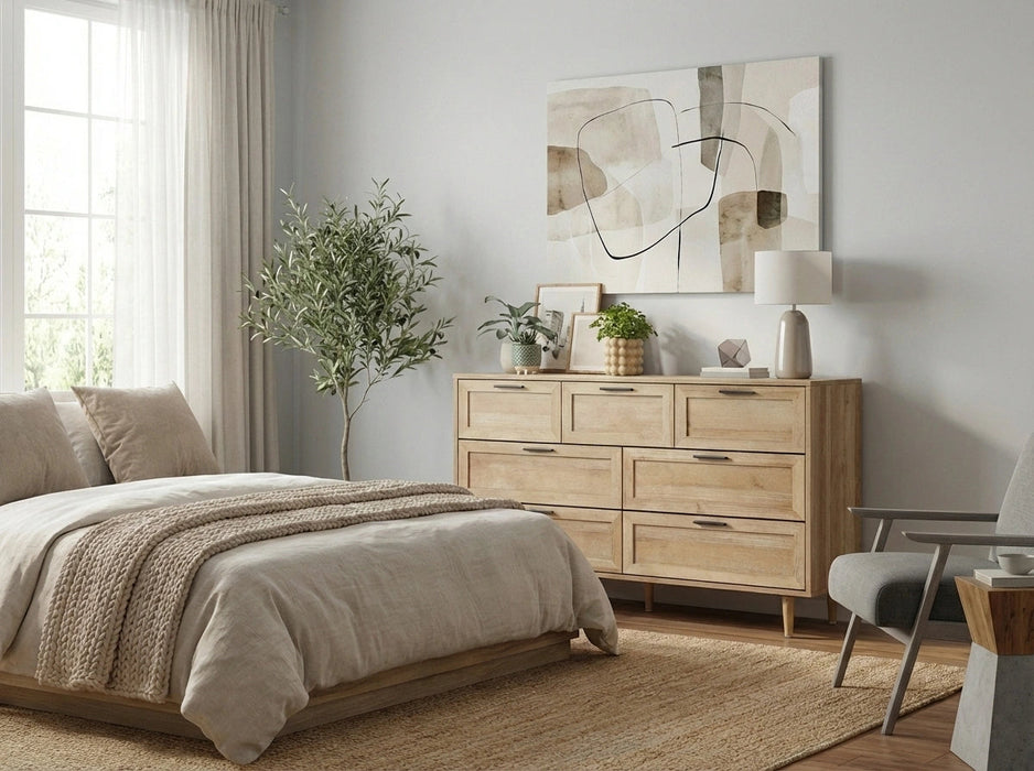 Essenza Mila 7 Draw Modern Dresser Tallboy | 7 Draw Chest Of Drawers Wooden Storage Unit