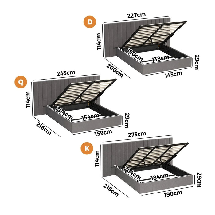 Adore Extra Wide Grey Velvet Fabric Gas Lift Bed | Soft Touch Velvet  Luxury 2 in 1 Storage Bed Frame