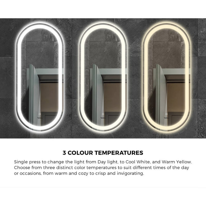 Lumiro Oval Bathroom LED Mirror | Oval Modern High Quality 3 Colour LED Bathroom Mirros | Easy Install Anti Fog