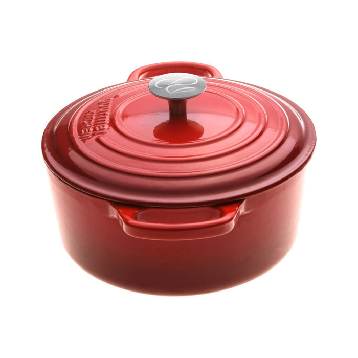 Dutchezy Cast Iron Casserole Dish in Black Cherry Red | 24 or 28cm Sizes