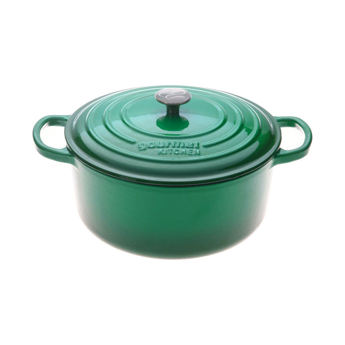 Dutchezy Cast Iron Casserole Dish in Eden Green | 24 or 28cm Sizes