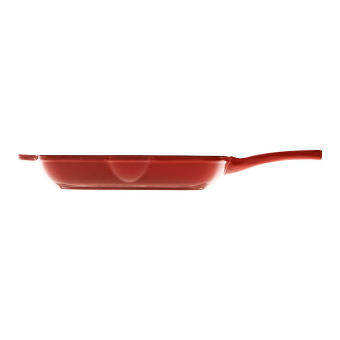 High Quality 28cm Cast Iron Square Grill Pan in Black Cherry Red