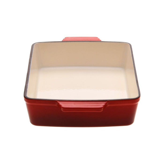 High Quality 33cm Cast Iron Rectangular Baking Dish | Casserole Pan in Black Cherry Red