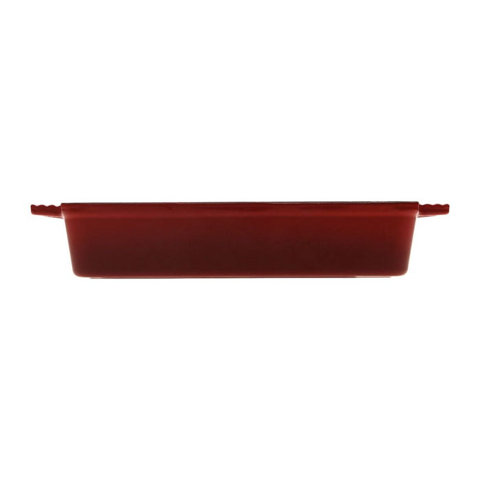 High Quality 33cm Cast Iron Rectangular Baking Dish | Casserole Pan in Black Cherry Red