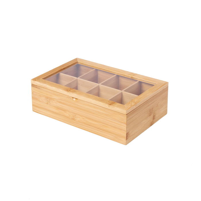 Bamboo 8 Compartment Tea Box with Window