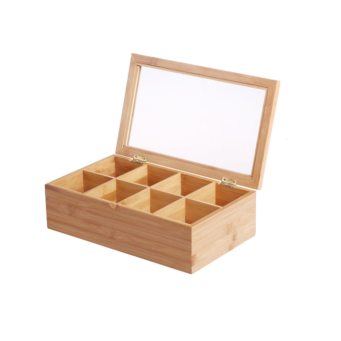 Bamboo 8 Compartment Tea Box with Window