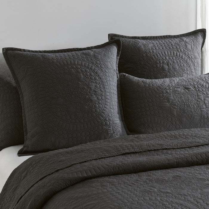 Textured Jacquard Siva Zio 3pc Coverlet Set in Grey by Renee Taylor | Beautiful Oversized Coverlet | 3 Sizes