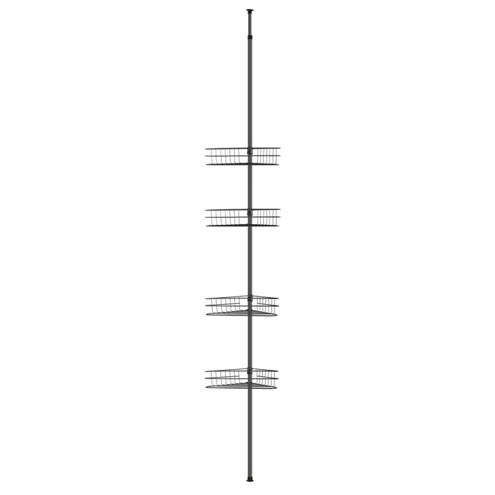 Ezyset Adjustable Telescopic 4 Tier Corner Shower Caddy Rack - Black